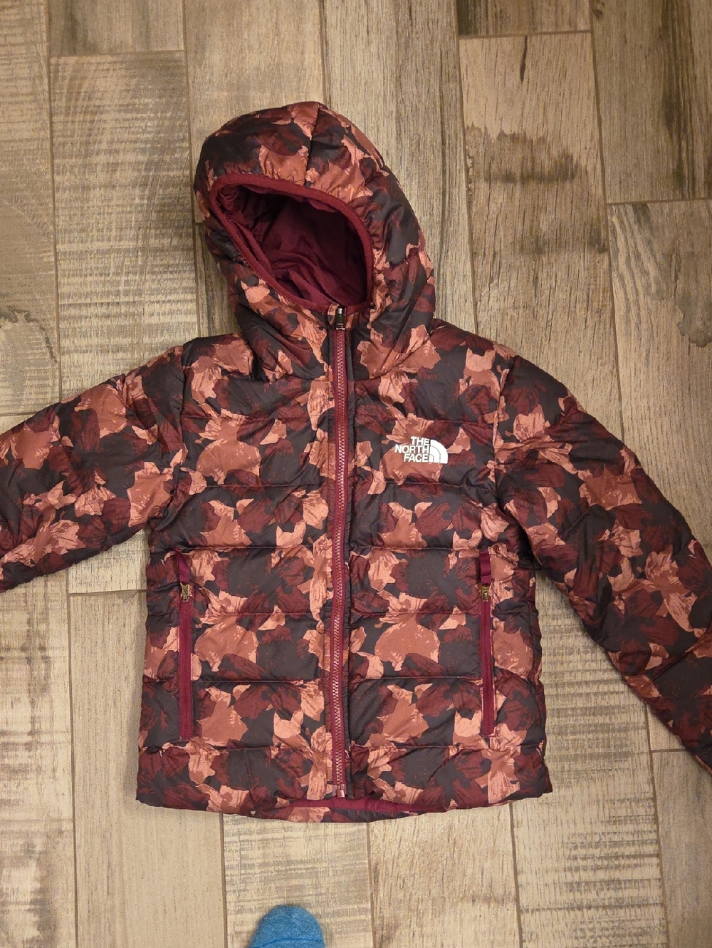 The North Face  600 Down Reversible  Girls' Maroon & Rust Floral Puffer Jacket